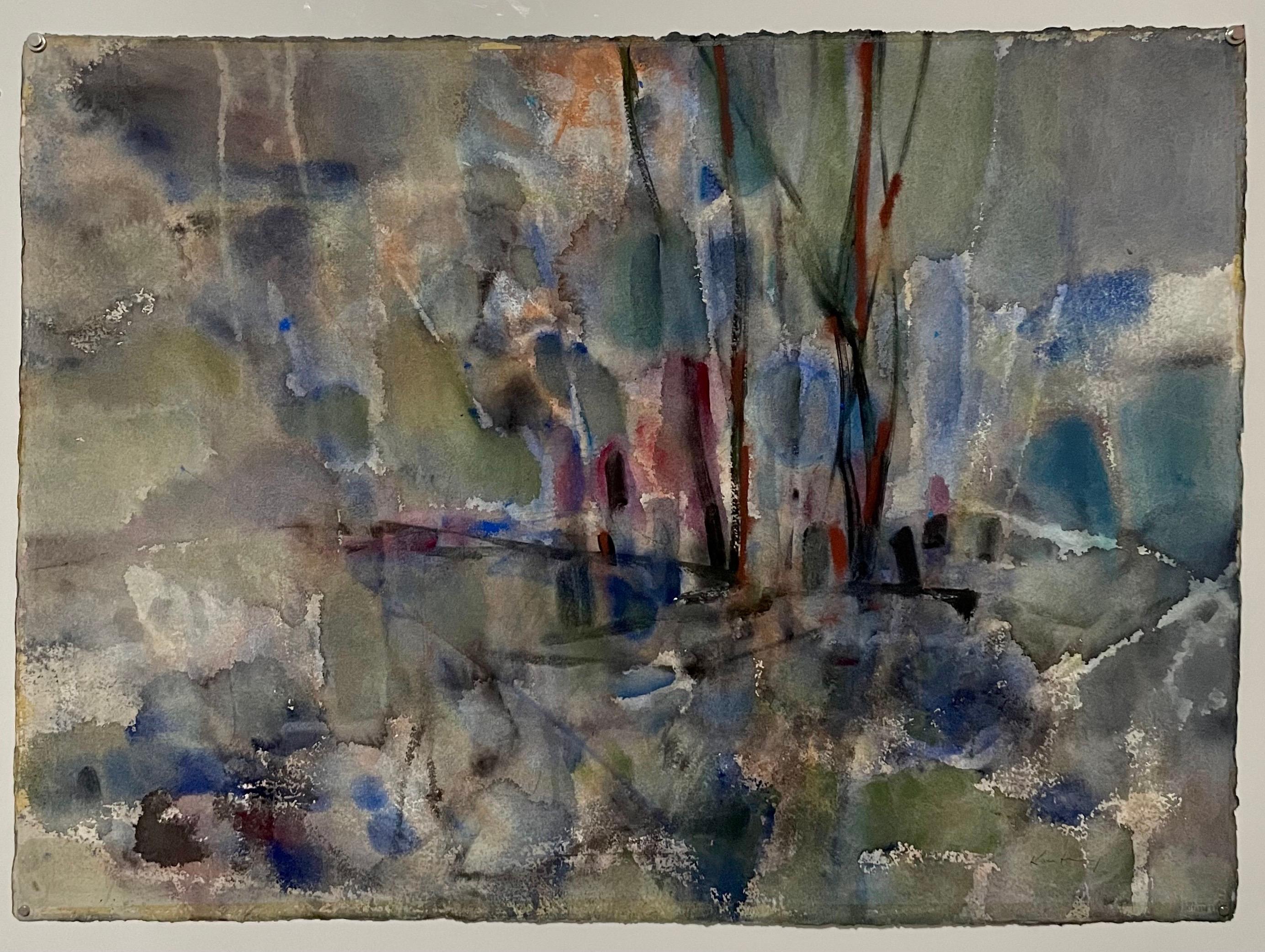 Peinture moderniste abstraite expressionniste à l'eau Bauhaus Weimar Pawel Kontny en vente 1