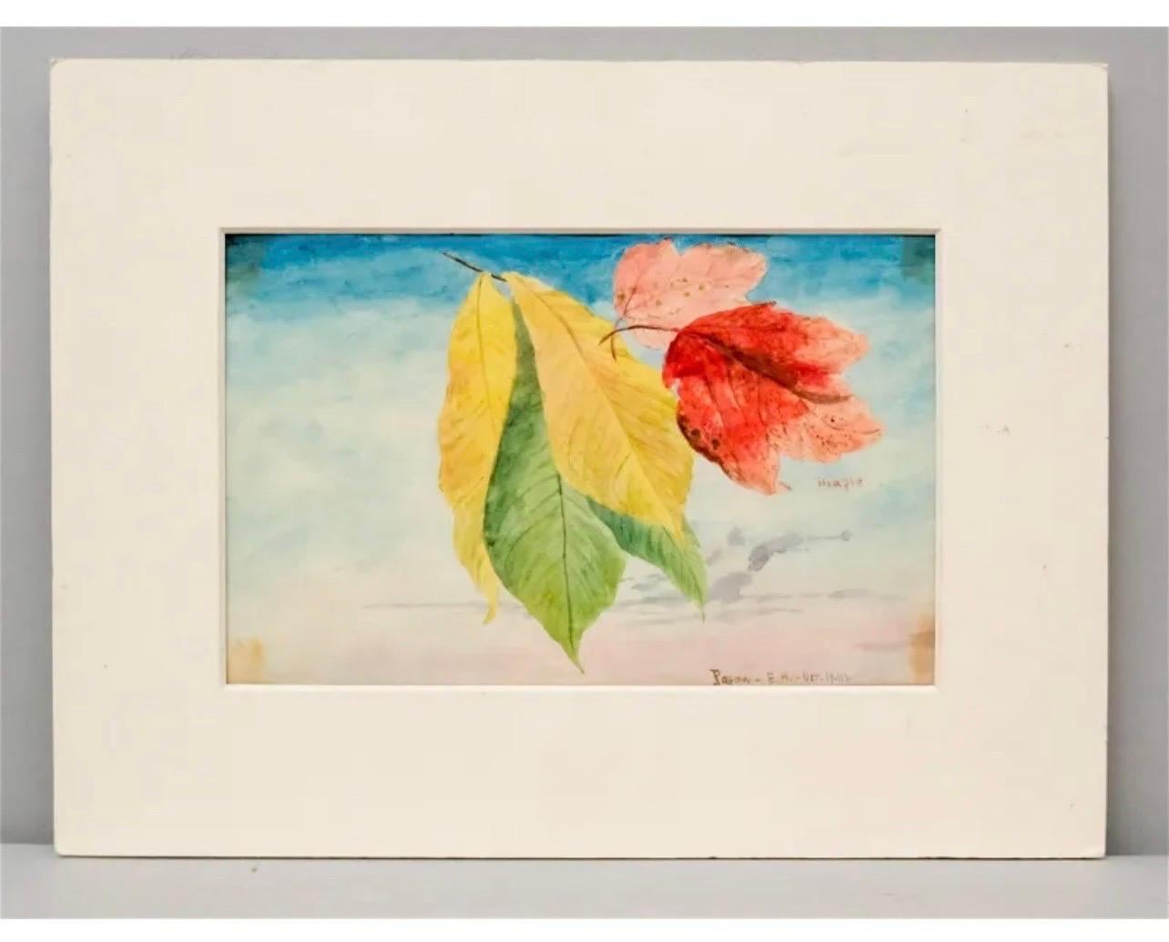 Feuilles d'érable Peinture à l'eau A.I.C. Artiste américain Charles DeWolf Brownell en vente 1