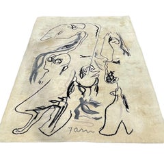 Riesige skandinavische abstrakte Wolle Wandteppich Kunst Teppich Asger Jorn Cobra Künstler Dänemark