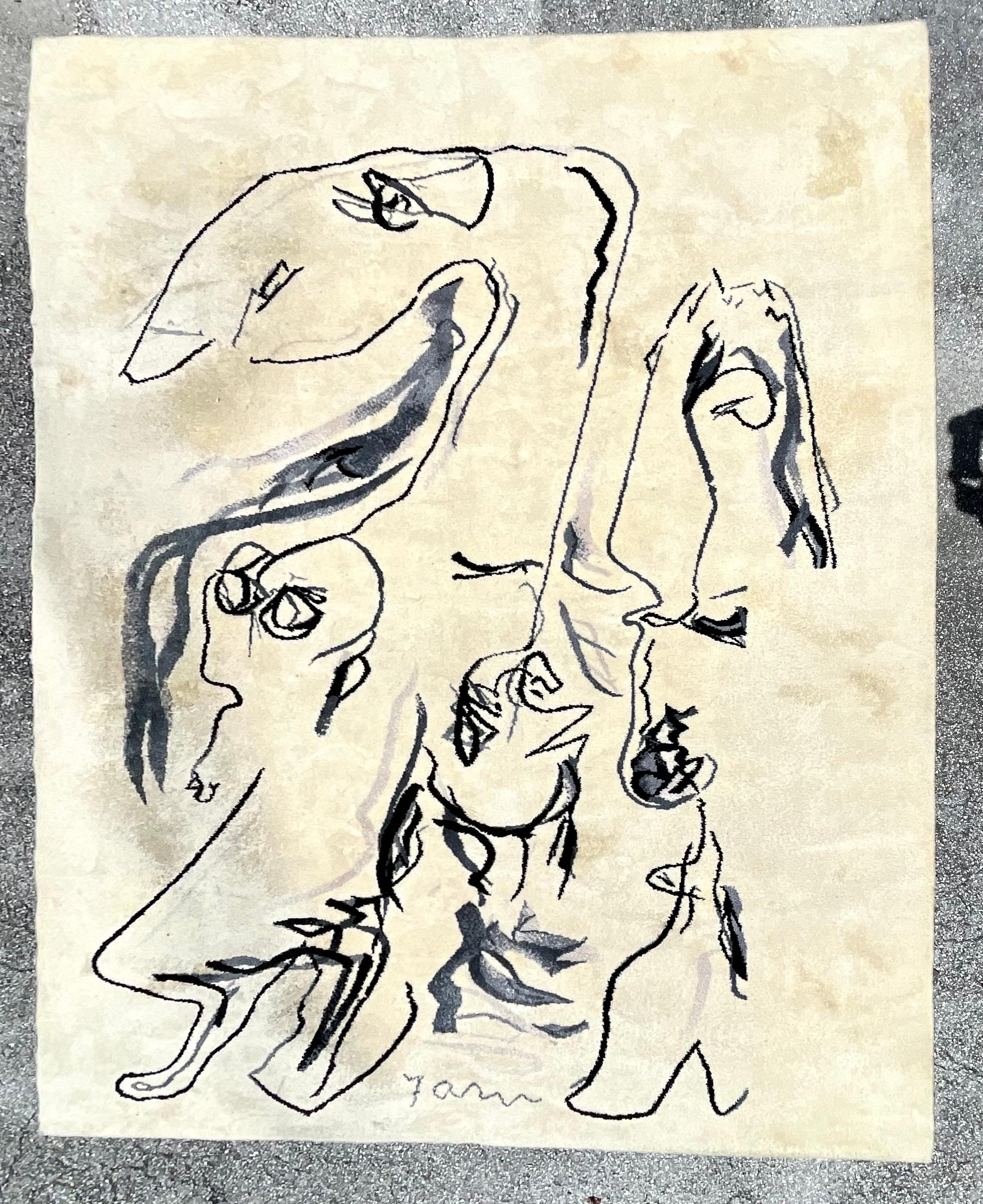 Tapis d'art abstrait scandinave en laine Asger, Jorn Artiste Cobra Danemark - Expressionnisme abstrait Sculpture par Asger Jorn