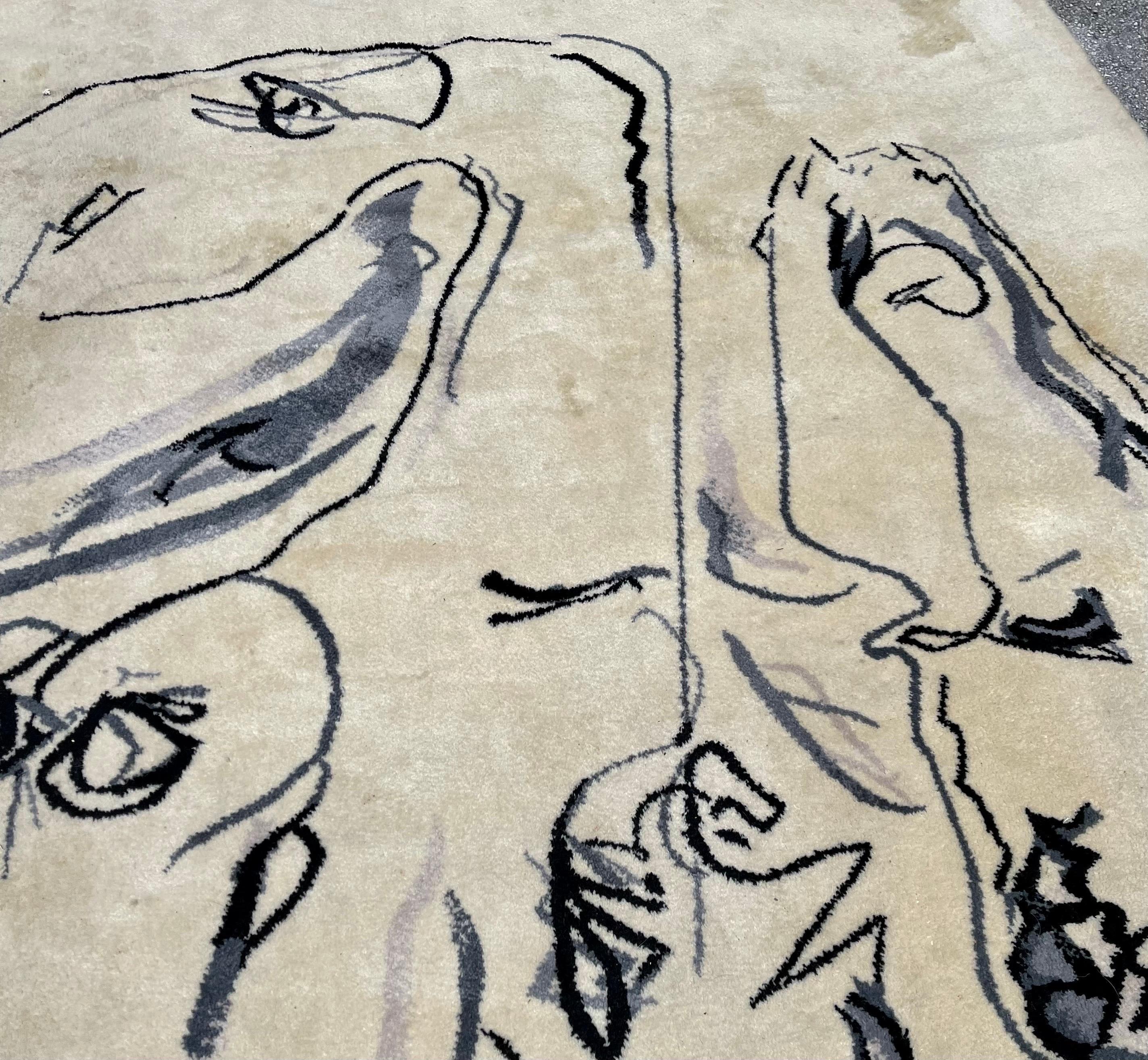 Tapis d'art abstrait scandinave en laine Asger, Jorn Artiste Cobra Danemark en vente 3