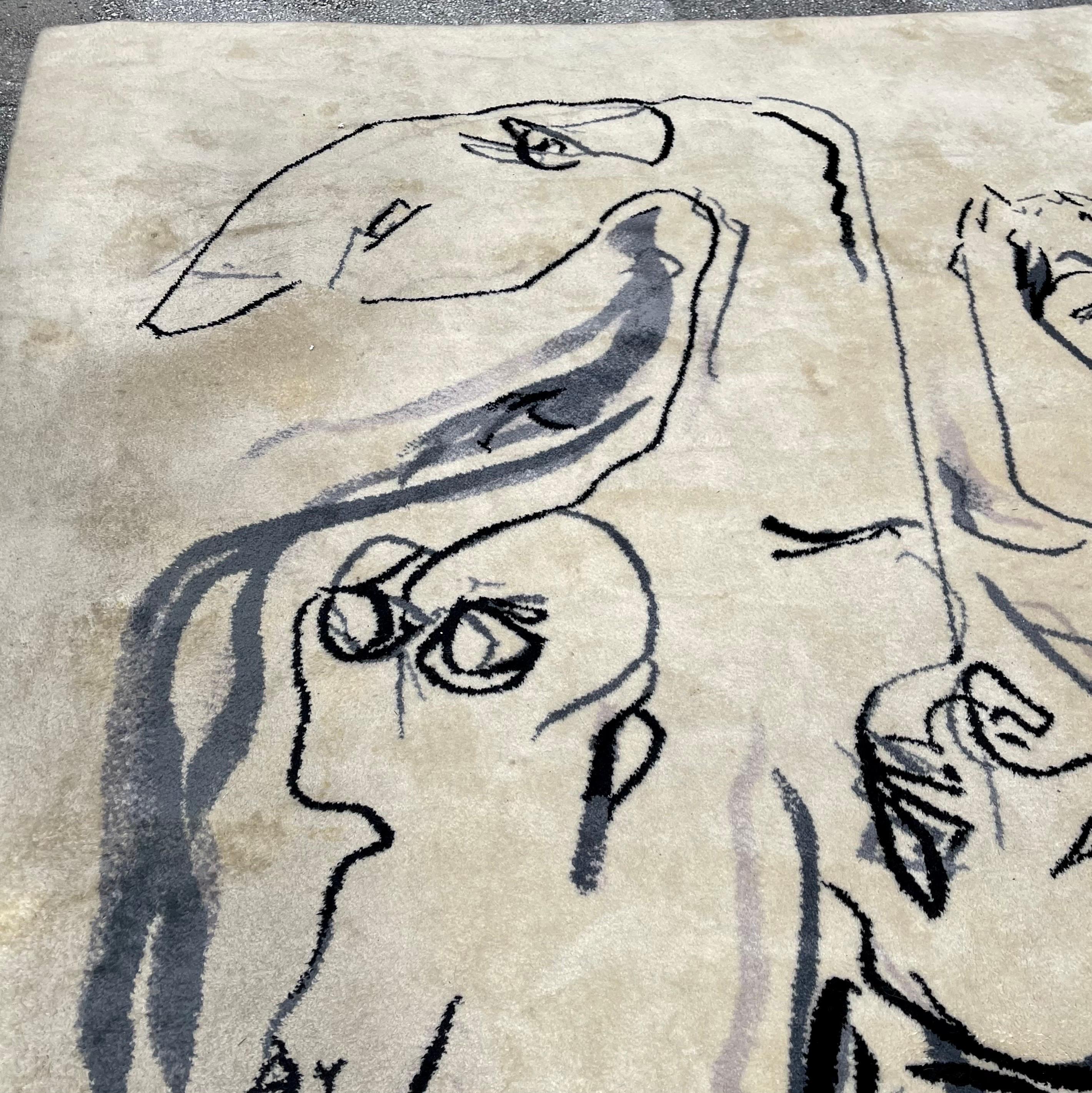 Tapis d'art abstrait scandinave en laine Asger, Jorn Artiste Cobra Danemark en vente 4