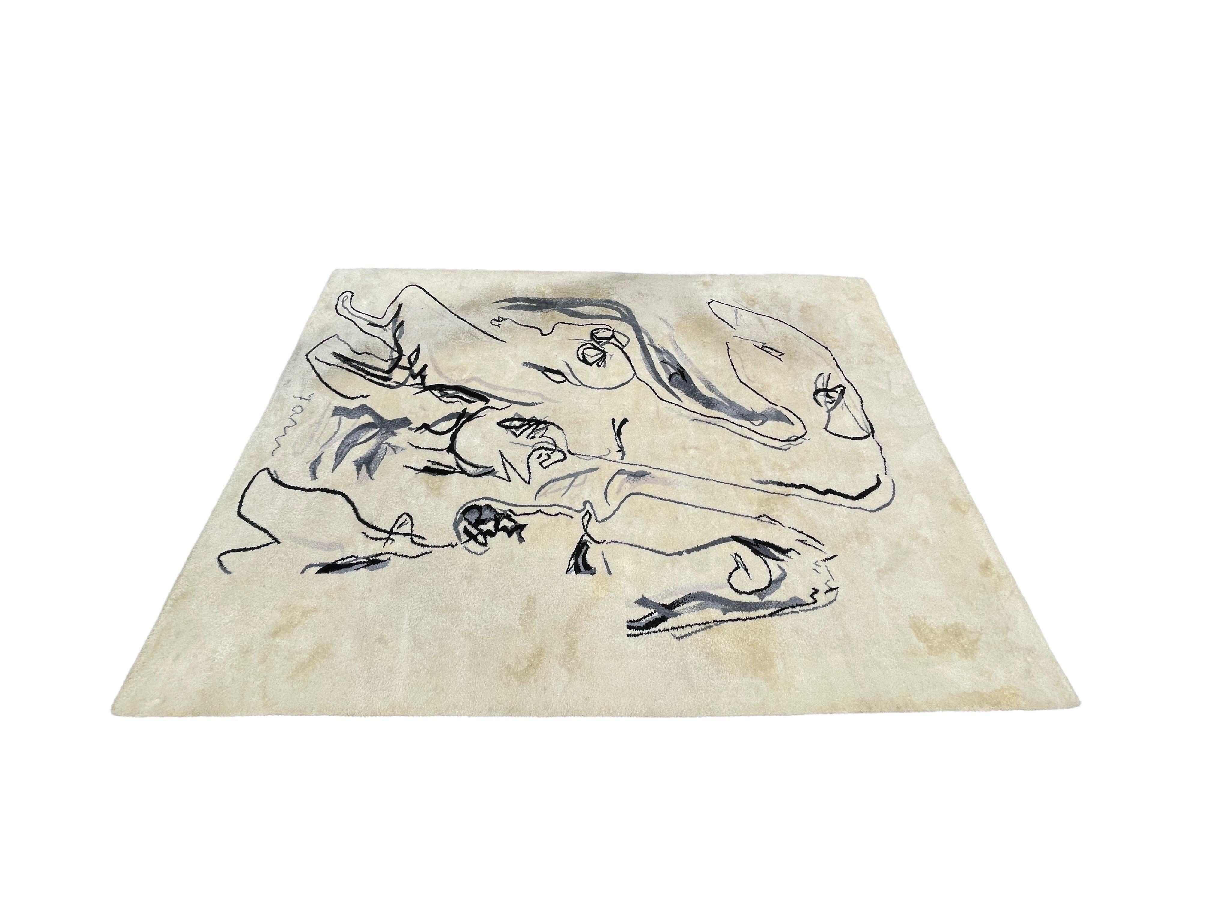 Tapis d'art abstrait scandinave en laine Asger, Jorn Artiste Cobra Danemark en vente 6