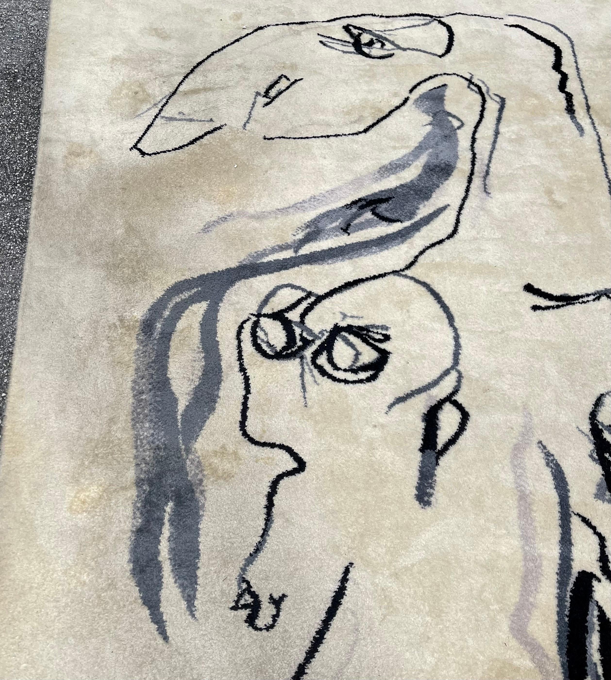 Tapis d'art abstrait scandinave en laine Asger, Jorn Artiste Cobra Danemark en vente 7