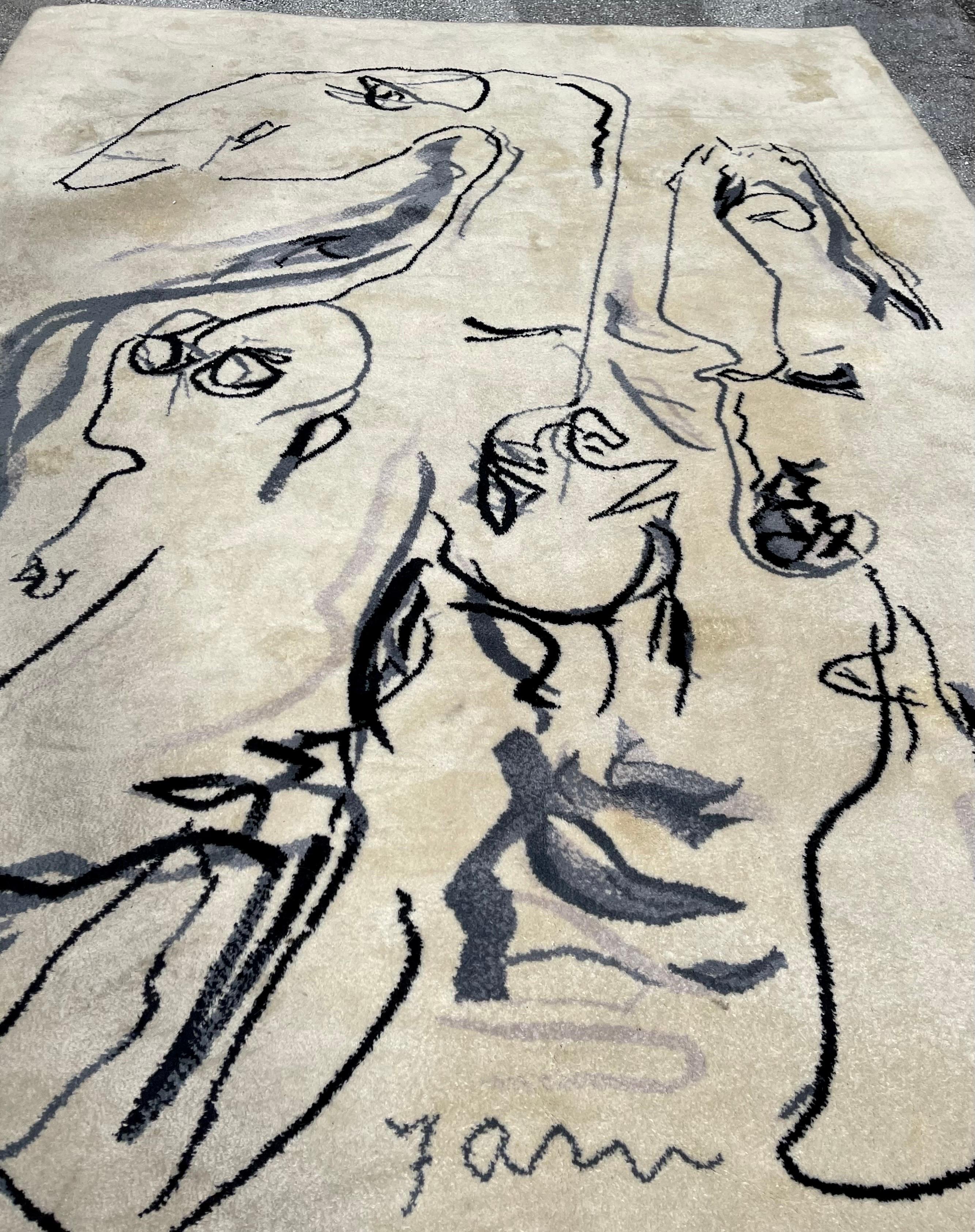 Tapis d'art abstrait scandinave en laine Asger, Jorn Artiste Cobra Danemark en vente 9