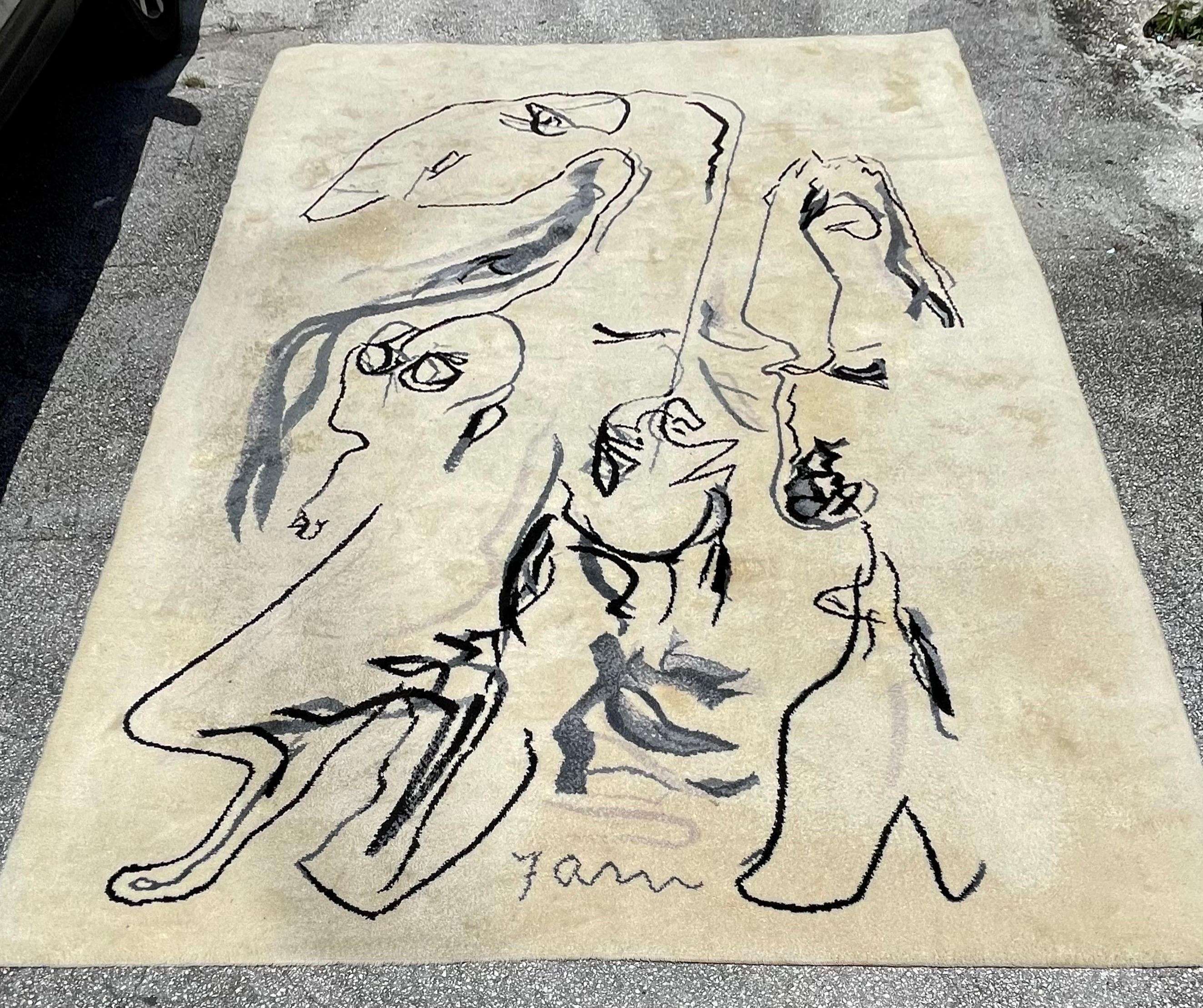 Tapis d'art abstrait scandinave en laine Asger, Jorn Artiste Cobra Danemark en vente 11