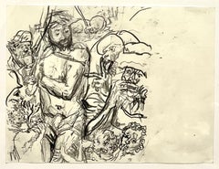 Disegno a matita a colori del neo espressionista tedesco Erwin Pfrang