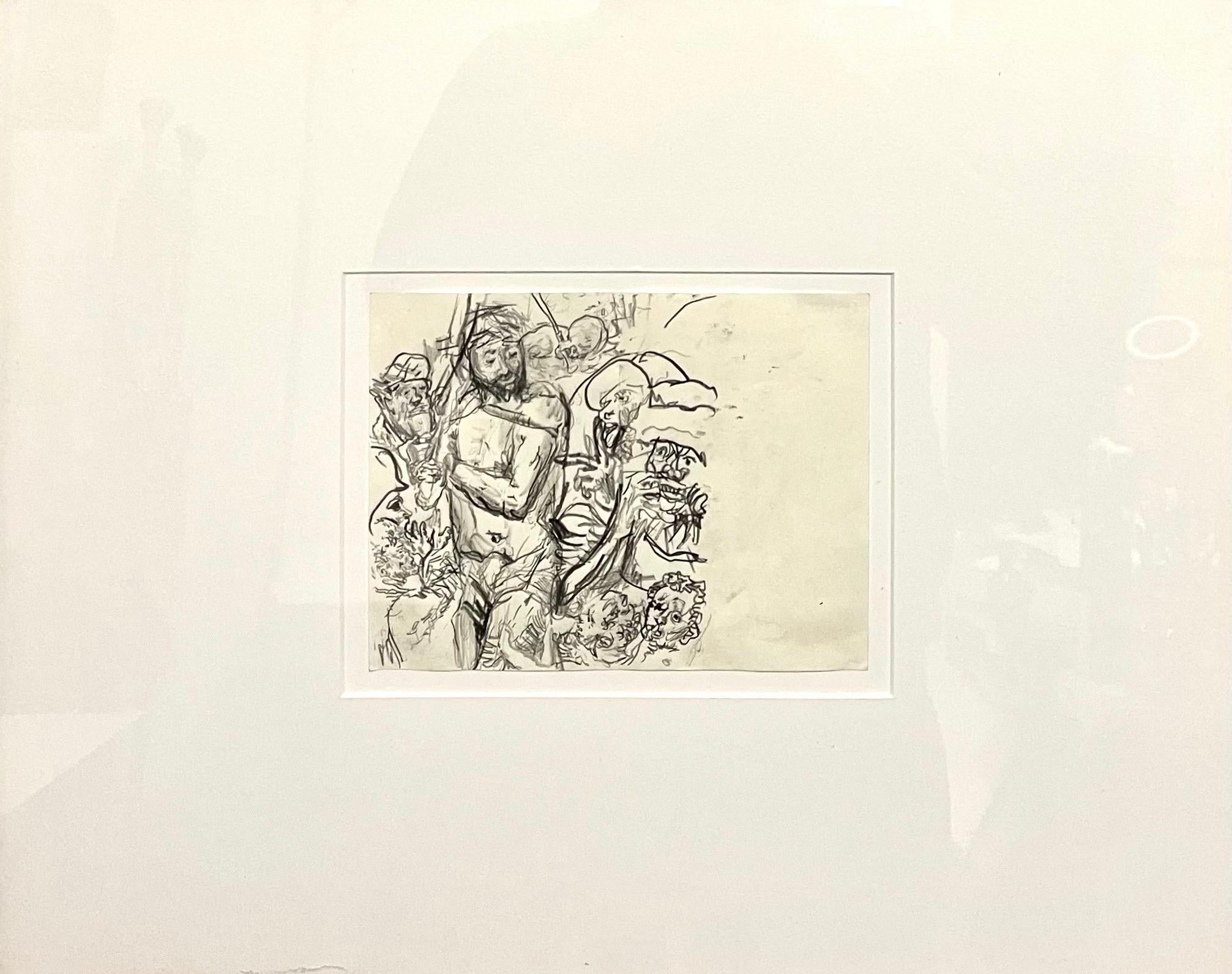 Deutscher neoexpressionistischer Farbstiftzeichnung Erwin Pfrang im Angebot 1