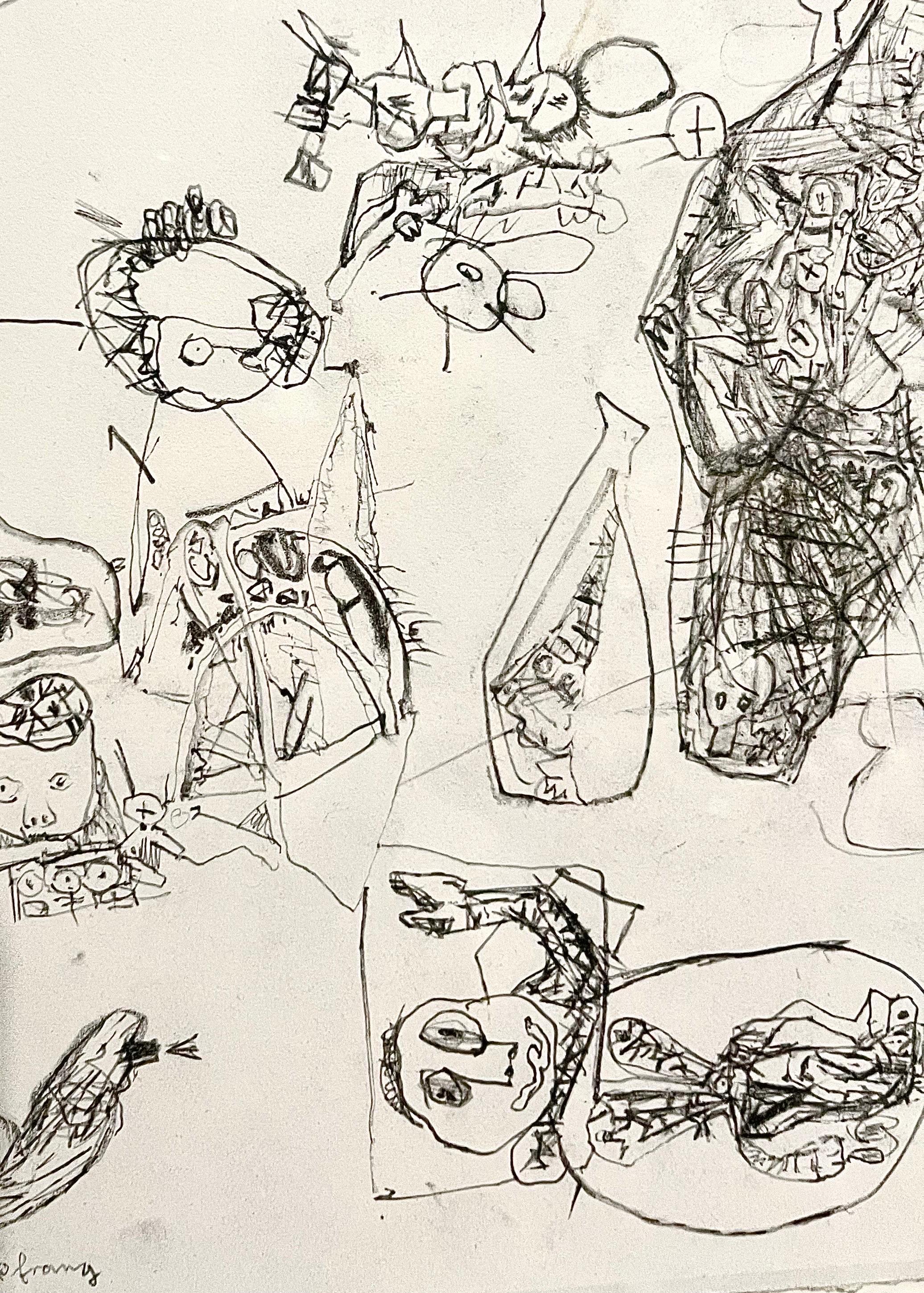 Deutscher Neo-Expressionist Graphit Bleistiftzeichnung Erwin Pfrang Nolan Gallery NYC im Angebot 1