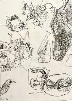 German Neo Expressionist Graphite Pencil Drawing Erwin Pfrang Nolan Gallery NYC