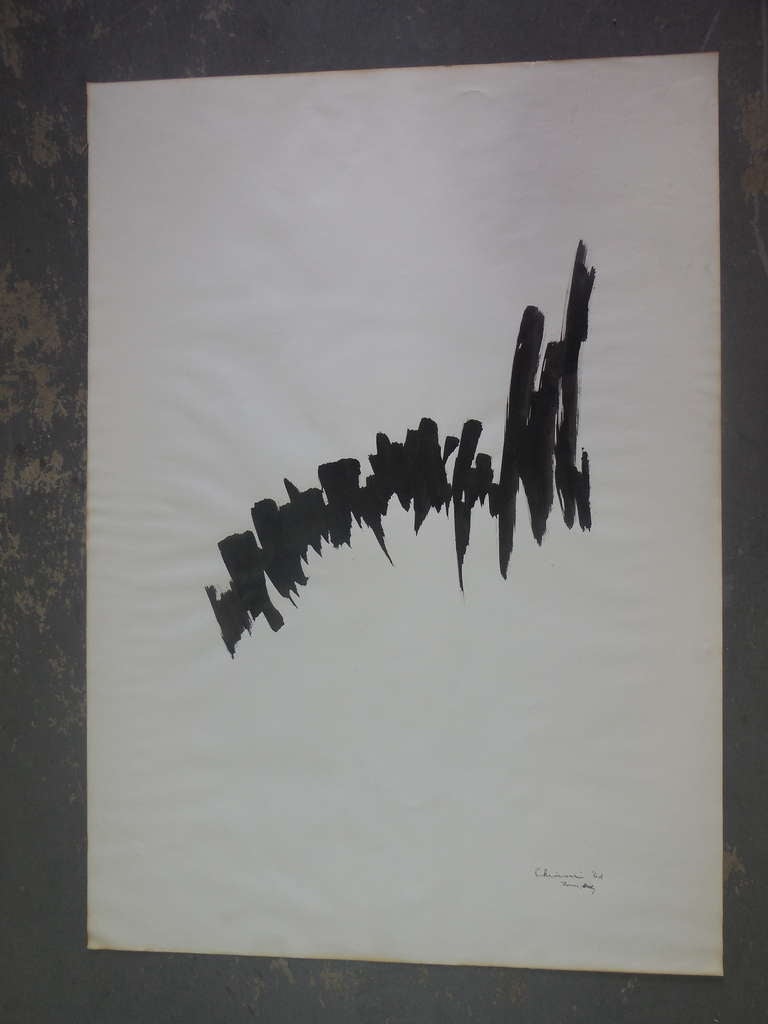 Cuadro grande sin título (estudio para una escultura) - Abstract Drawing Gris de Peter Chinni