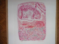 Pastel sobre papel Escena del Shtetl