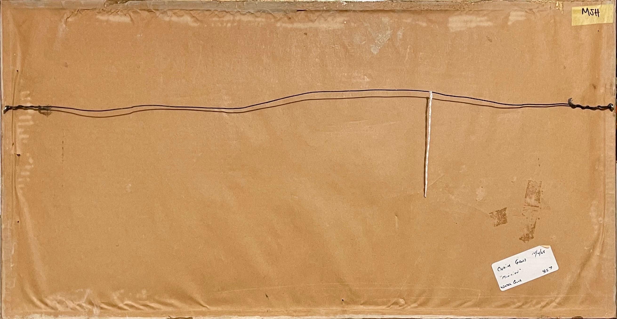 Chaim Gross Judaica Pittura ad acquerello ebraica Rabbi Musica klezmer Artista WPA in vendita 8