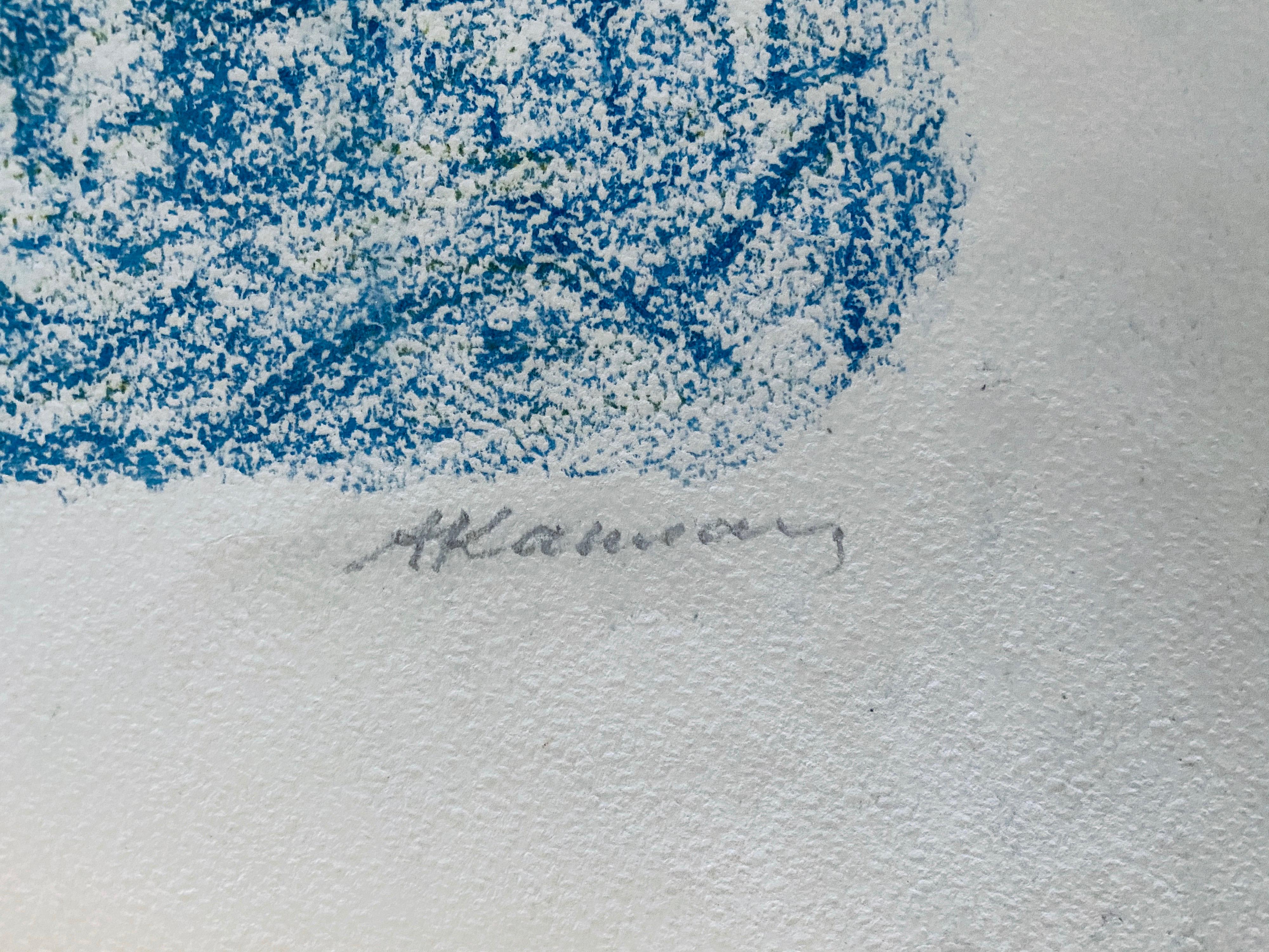 Pastel ou tempera sur papier. Judaica Shtetl scène de village.
Anatoli Lwowitch Kaplan était un peintre, sculpteur et graveur russe, dont les œuvres reflètent souvent ses origines juives.
son père était boucher à Rahachow, qui se trouvait à l'époque