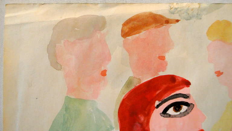 Untitled, Parade - Beige Figurative Art by Hajo Malek