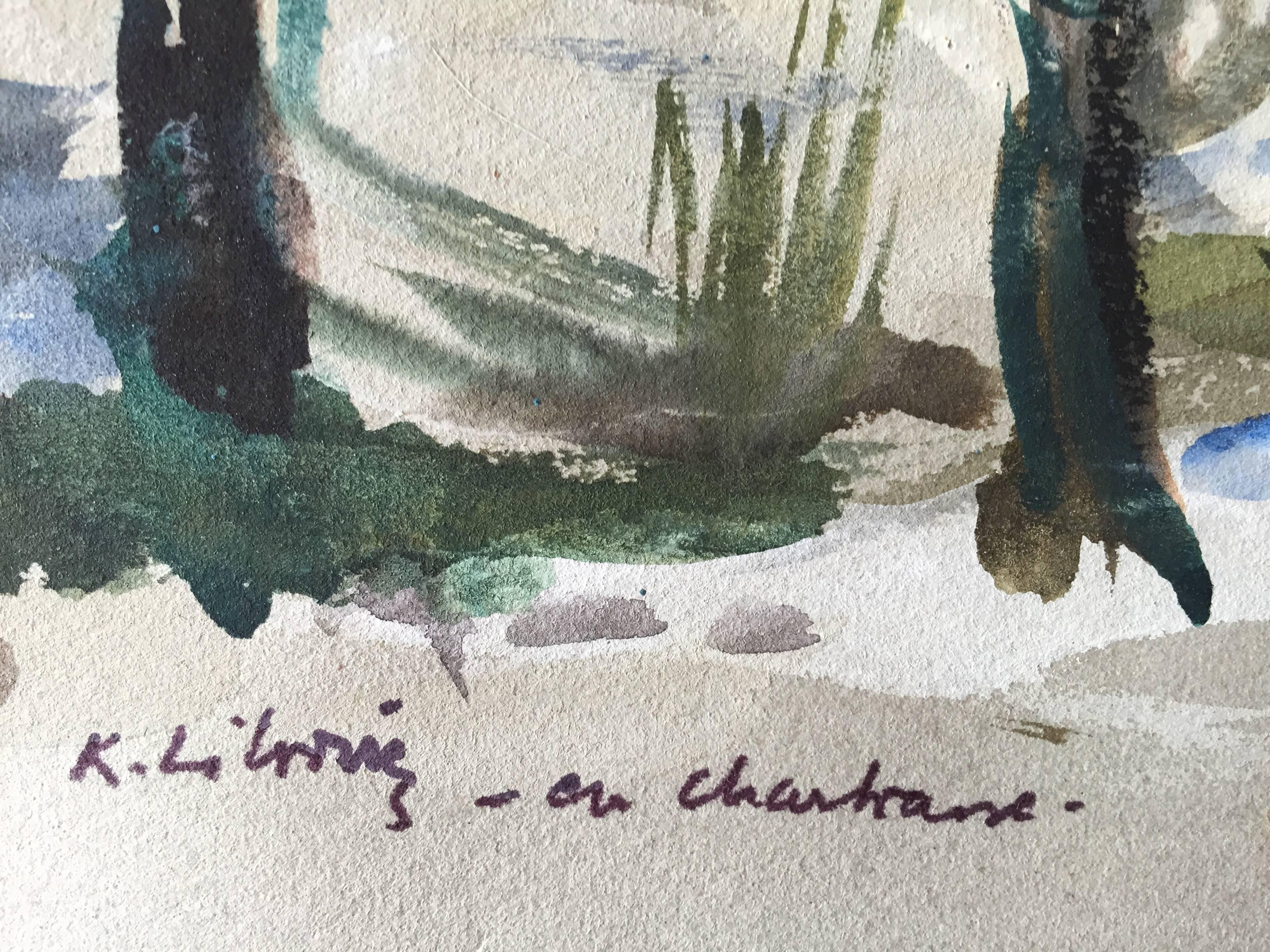 Paisaje invernal europeo - Landscape Art Gris de Katherine Librowicz