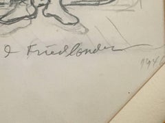 RARE WPA ARTIST ISAAC FRIEDLANDER Judaica Drawing 1946