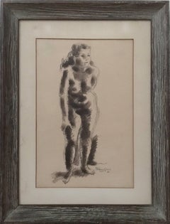 Rare Early Nude Drawing American Modernist Sculptor