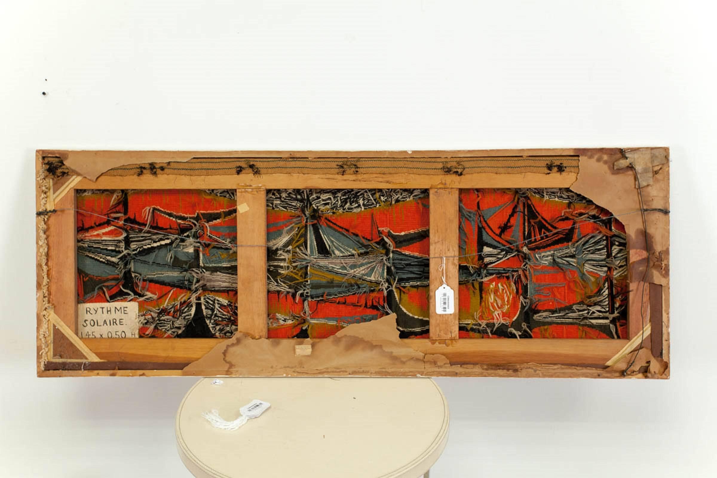 Mid Century Modern Handmade Wool Belgian Art Aubusson Tapestry Mary Dambiermont en vente 1