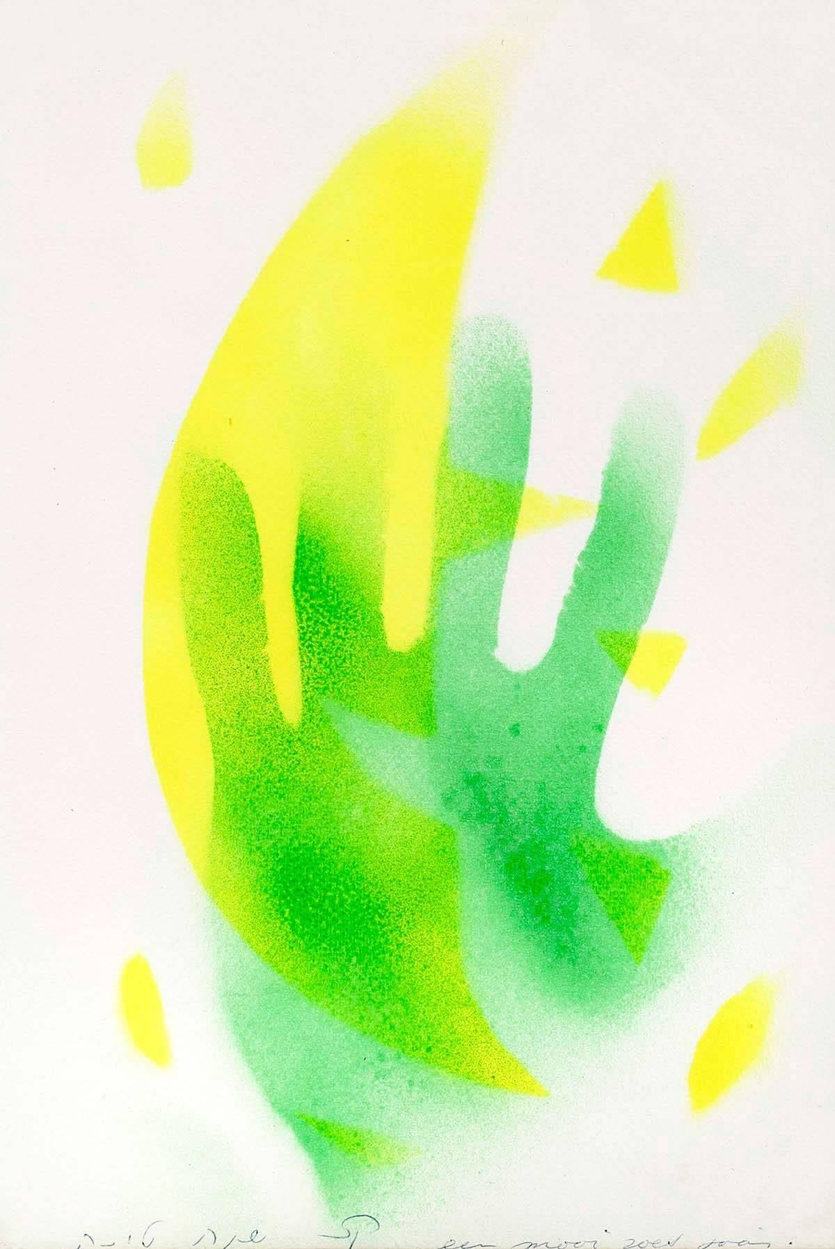 Mod Dutch Jewish Artist Untitled, Green Hand Painting For Sale 1