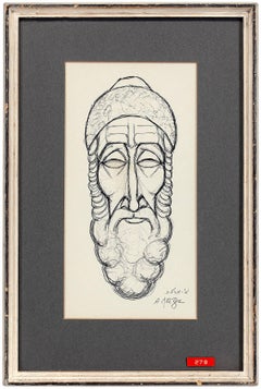 Rare dessin judaïque Rabbin sépharade Gentleman, Palestine