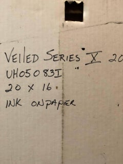 Veiled Series X , Abstract Expressionist Organic Drawing Watercolor Painting