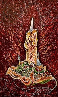 Large Surrealist Baruch Nachshon Kabbalah Art Judaica Lithograph Israeli Art