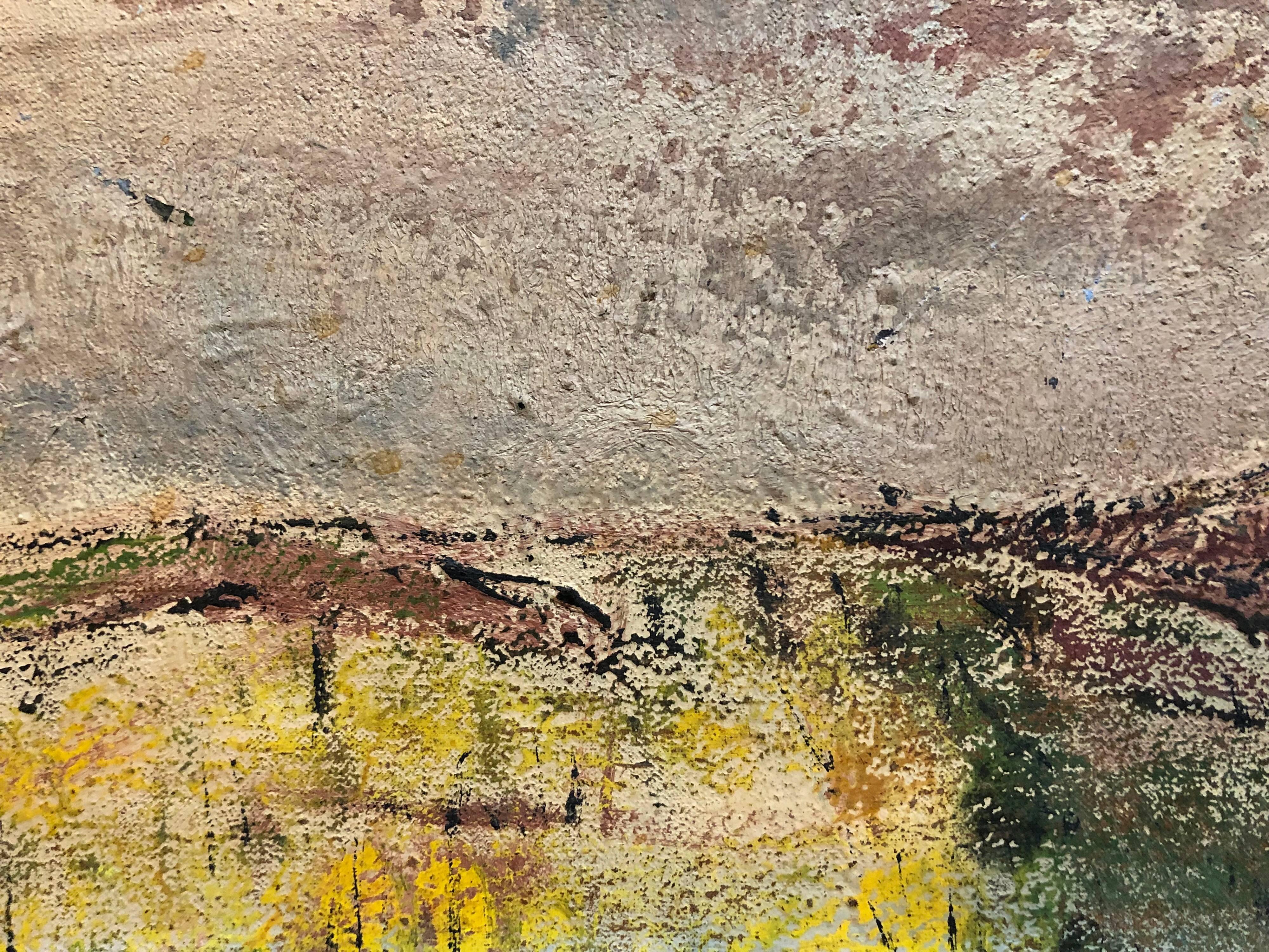 Ivan Kurach Figurative Art - Untitled, Lonely Abstract Landscape Italian Expressionist Oil Painting