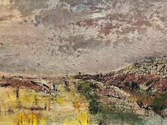 Sans titre, paysage abstrait solitaire Peinture à l'huile expressionniste italienne