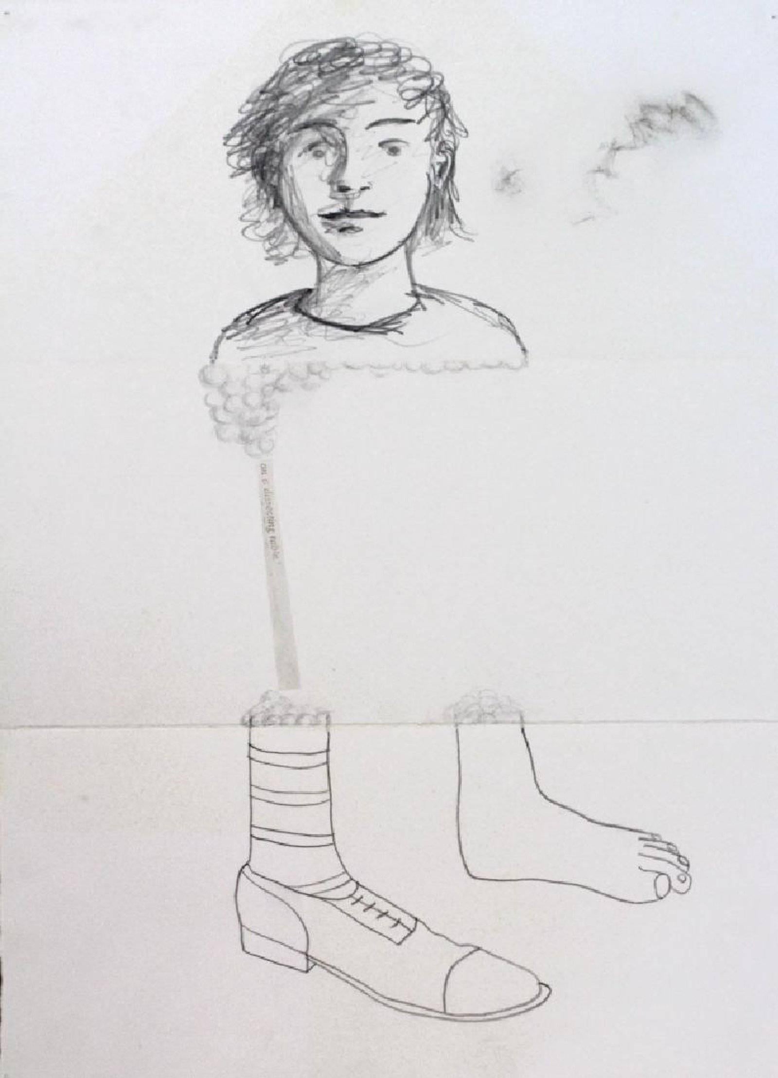 Abstract Drawing di Xisco Mensua - Exquisite Corpse, Cadavre Exquis, disegno surrealista spagnolo di 3 artisti