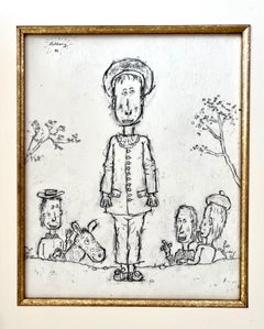 William Anthony 1982 American Subversive Satirical Caricature Drawing "Gilles"