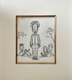 William Anthony 1982 American Subversive Satirical Caricature Drawing "Gilles"