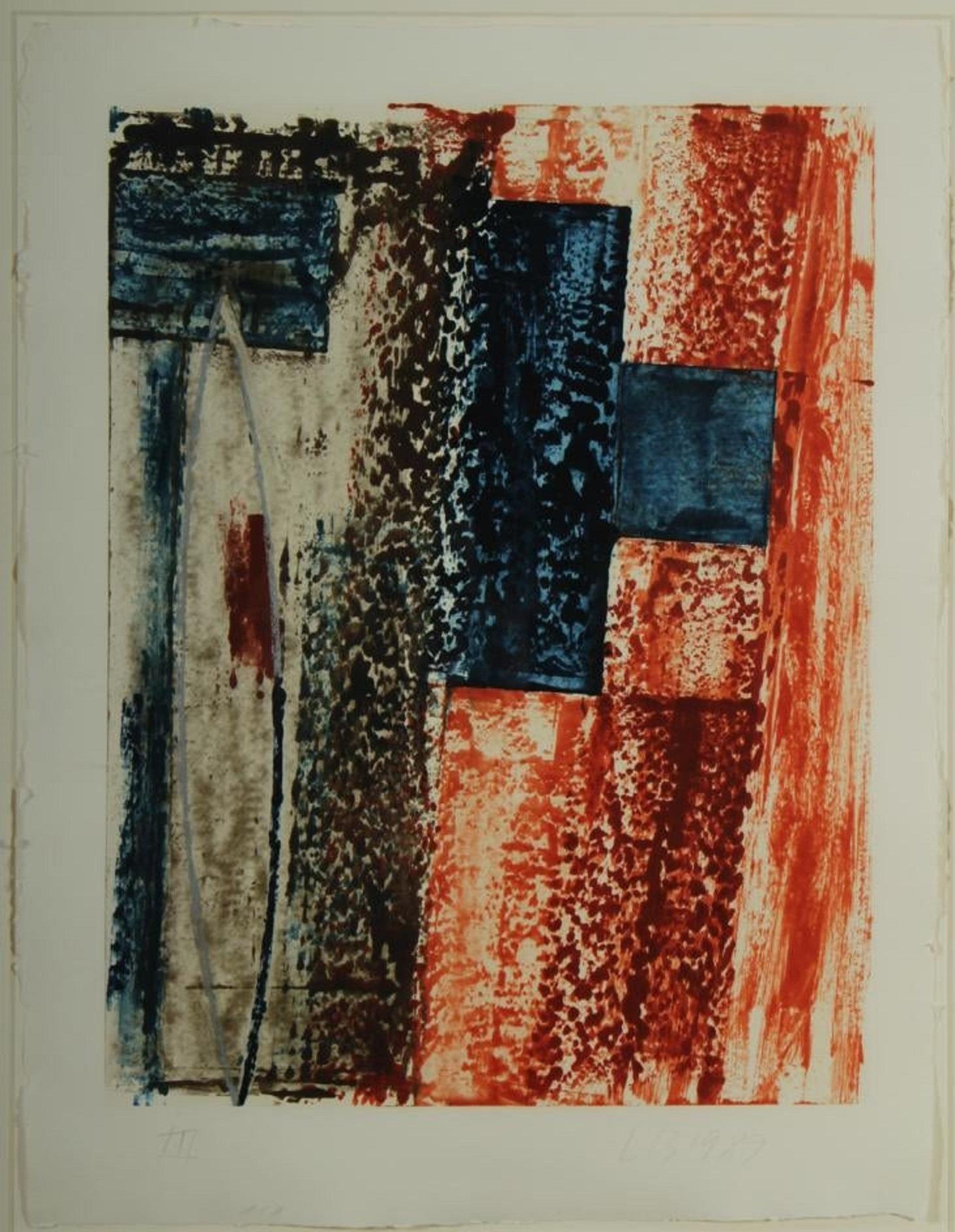 Abstraktes, expressionistisches, amerikanisches, modernistisches Öl-Monotypie-Monogrammgemälde – Painting von Larry Brown