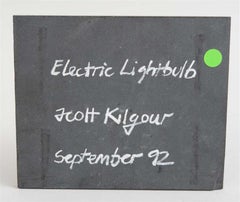 Unique Pop Art Painting on Slate, Electric Light Bulb Downtown NYC Art Kilgour