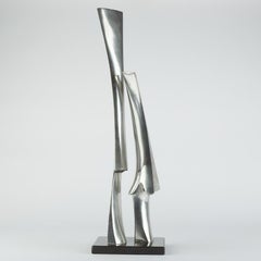 1970's Abstract Cast Polished Aluminum Totem Modernist Sculpture Brutalist Ends