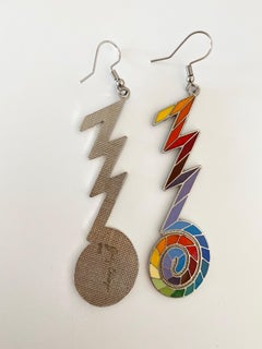 Vintage Judy Chicago Feminist Artist Mod Cloisonne Enamel Earrings Pop Art