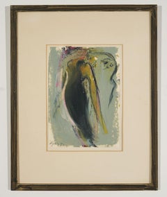 German Junge Wilde Abstract Gouache Painting Hand Signed, Neo Expressionist Bach