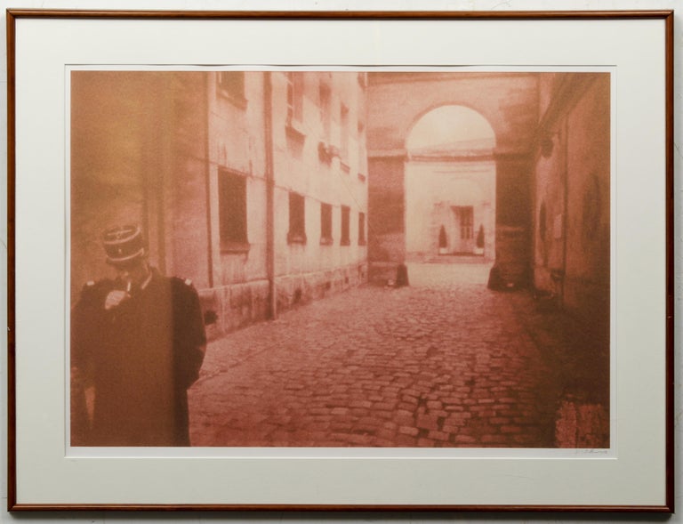 David Aschkenas Still-Life Photograph - Large Vintage Photograph Polaroid Transfer Photo Print Policeman Smoking, Paris 