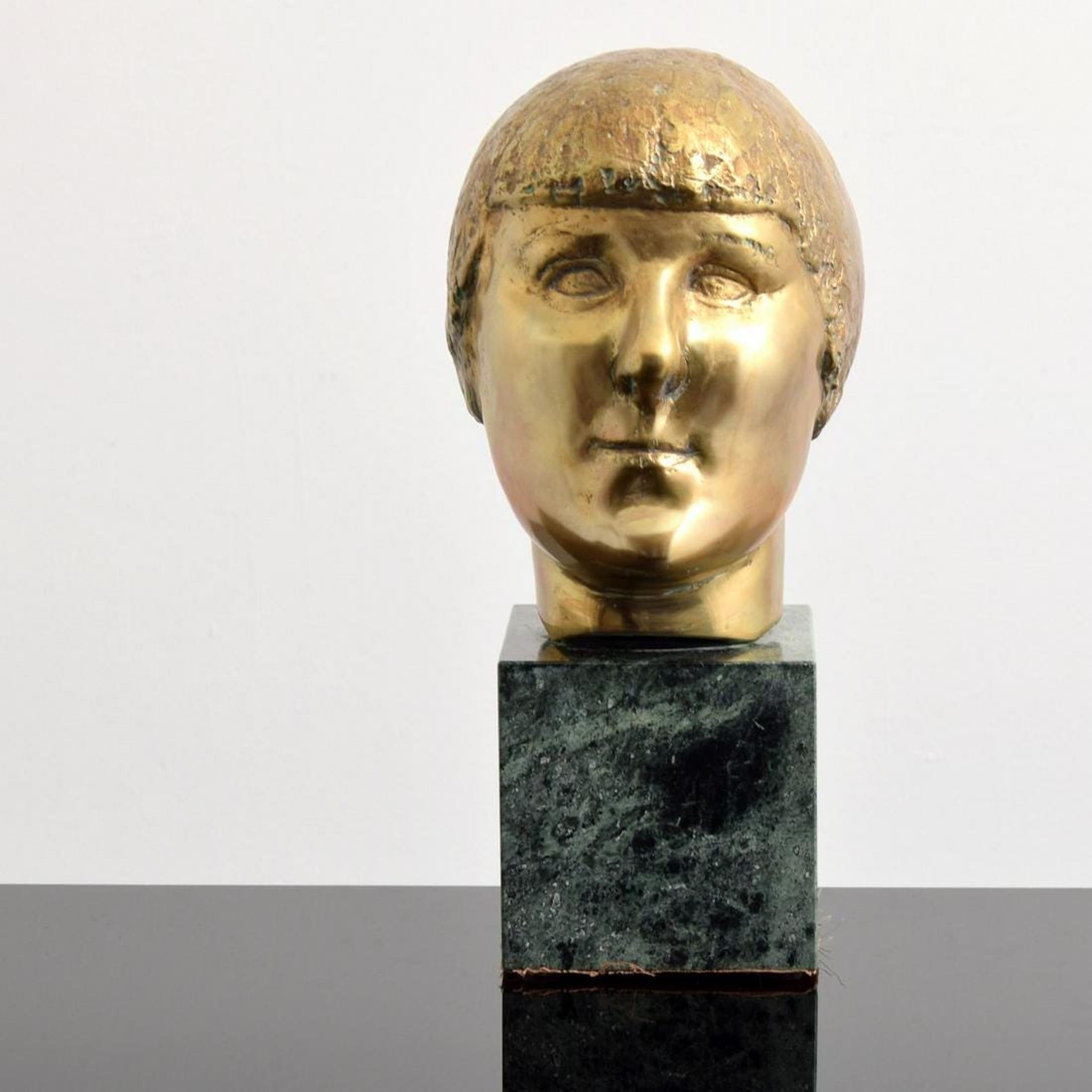 Portrait de sculpture moderniste en bronze, Gertrude Stein par l'artiste Minna Harkavy de la WPA