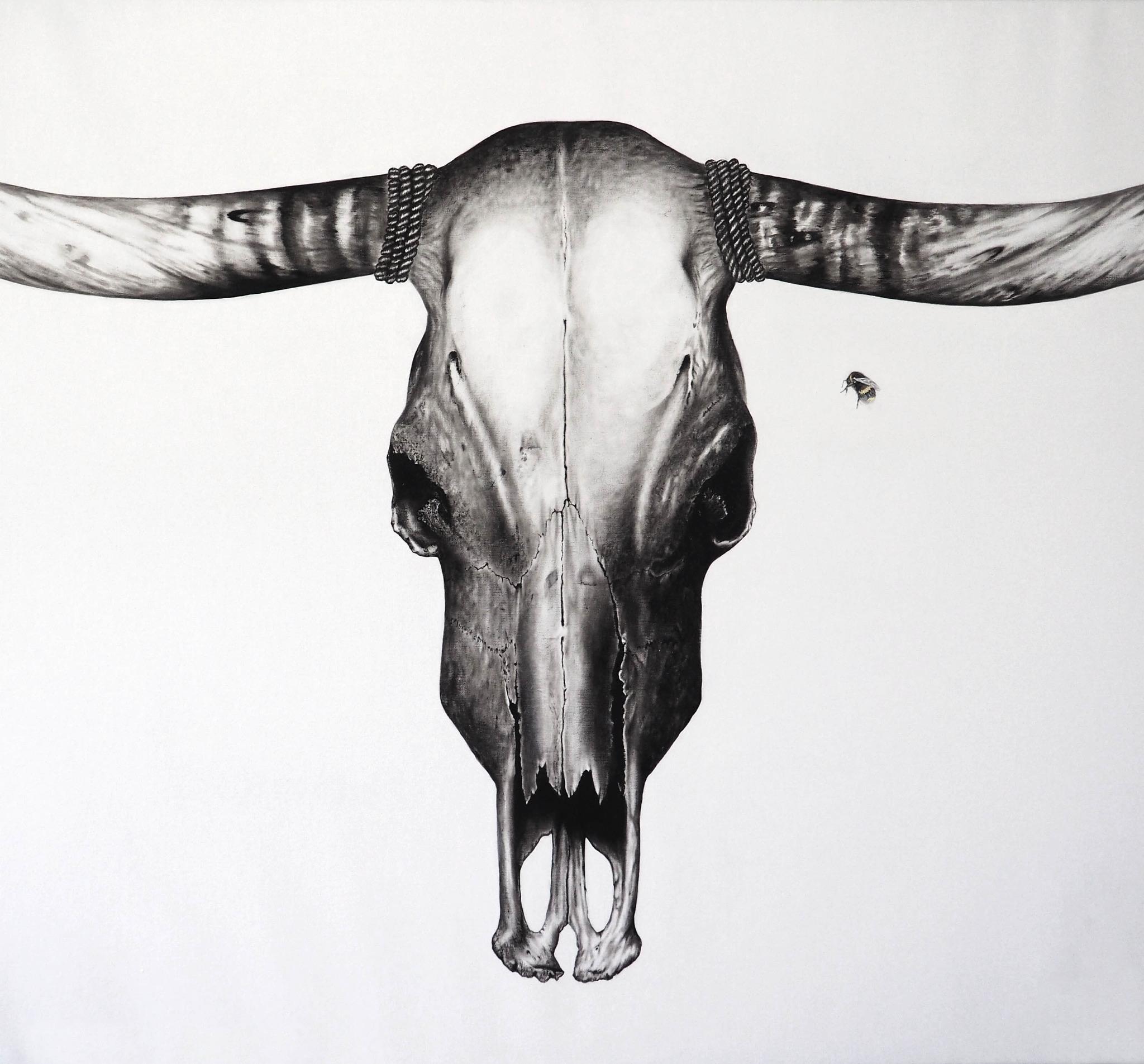 Elizabeth Waggett
Being and Nothingness
40 x 76 inches, framed
Oil on Belgian linen with 24k gold
This piece is unique
Signed by artist
Beautifully framed in black

Elizabeth Waggett
Waggett
drawing
original drawing
longhorn
animal
bees
