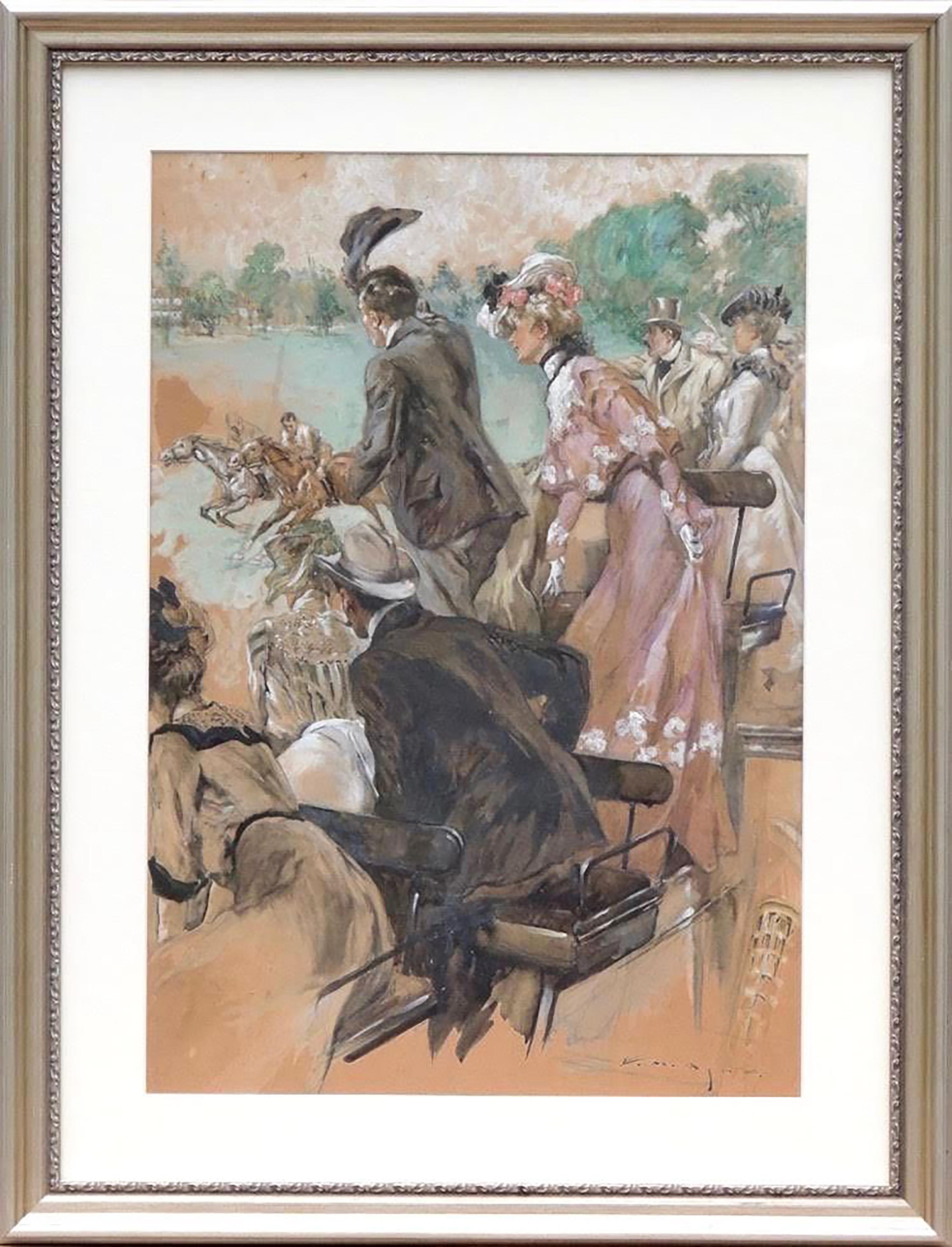 Pferdesportrennen – Painting von E. M. Ashe