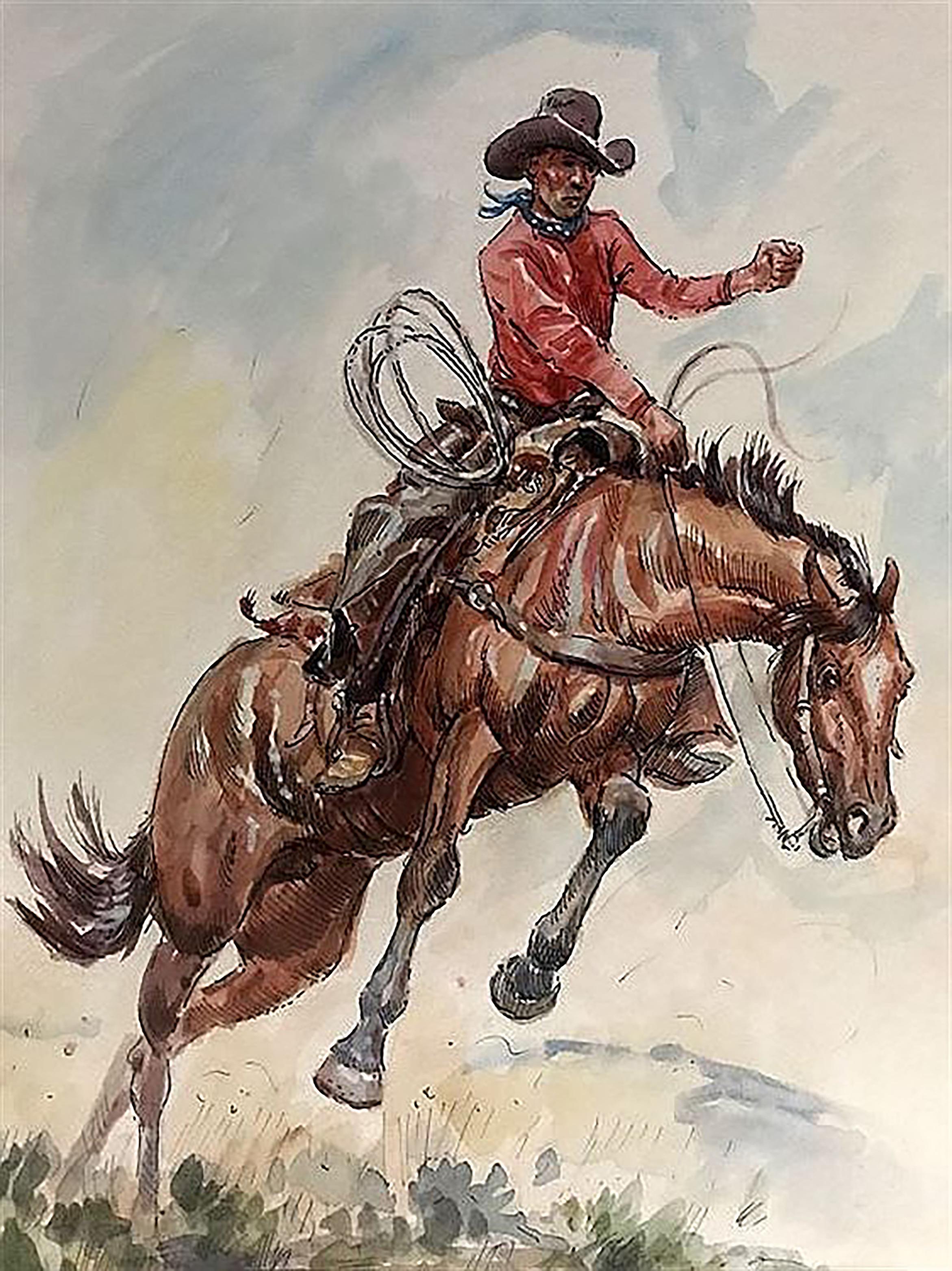 Joe Beeler Animal Art - Cowboy on Bucking Horse 
