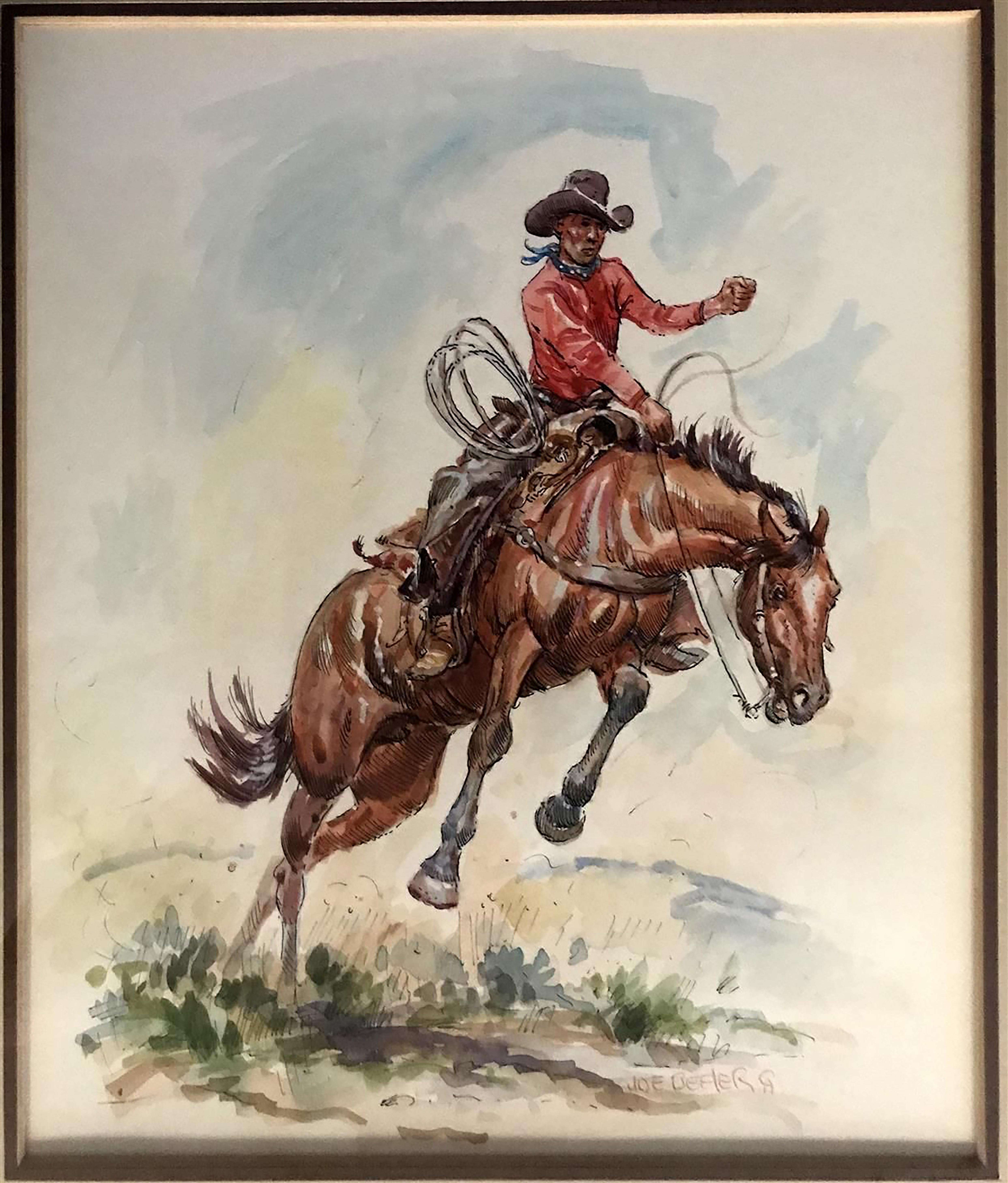 Cowboy on Bucking Horse  - Art by Joe Beeler