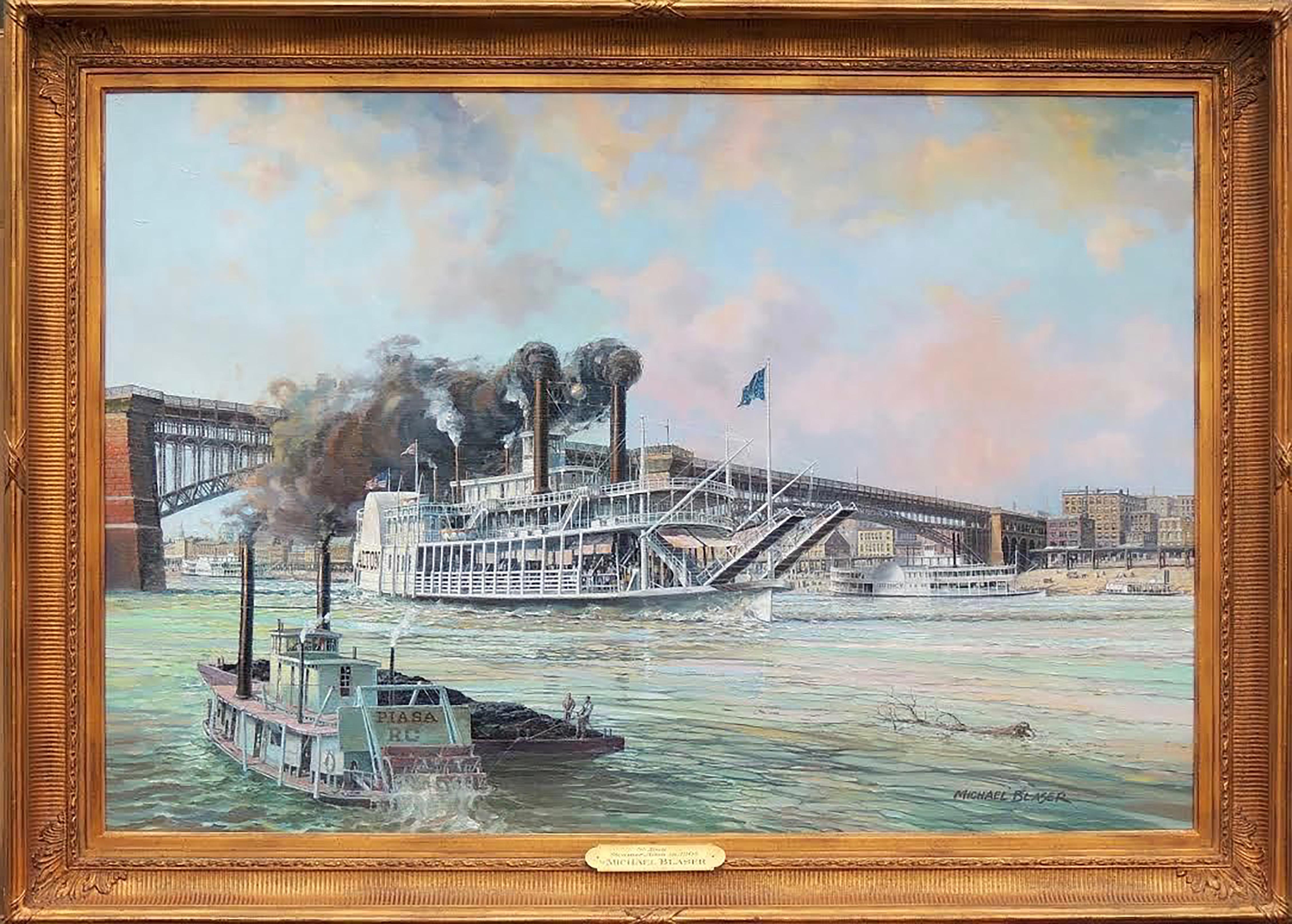 St. Louis, Steamer, Alton, 1908 - Painting by Michael Blaser