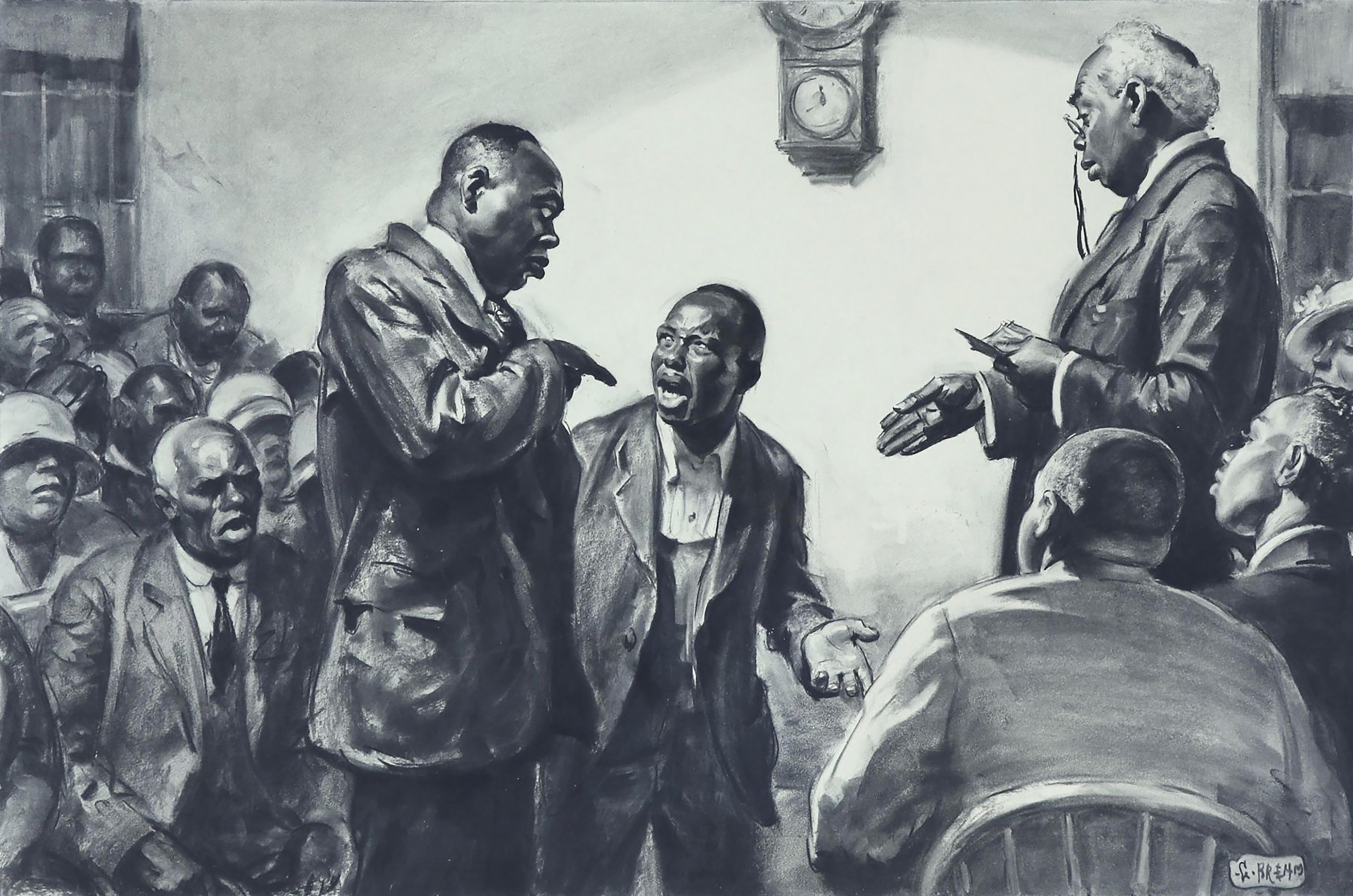 Figurative Art de George Brehm - Las cicatrices cayeron sobre Alabama