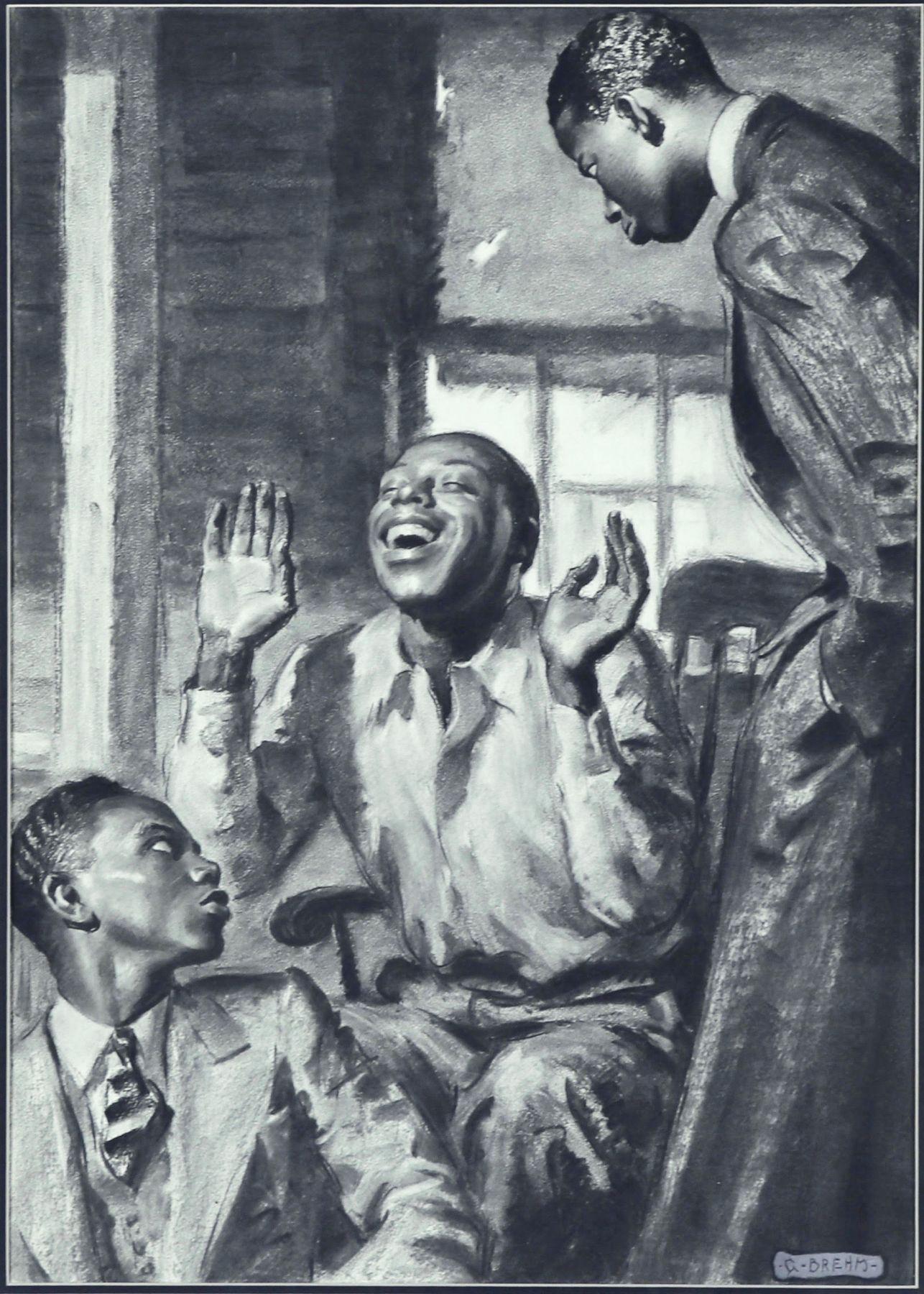 George Brehm Figurative Art – Lachen mit einem Läufer