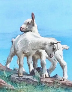 Vintage Two Kid Goats, Saturday Evening Post Cover