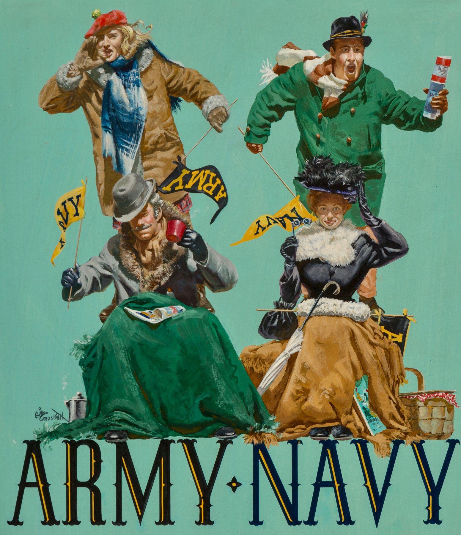 Gibson Crockett Figurative Painting - Army vs. Navy Fans