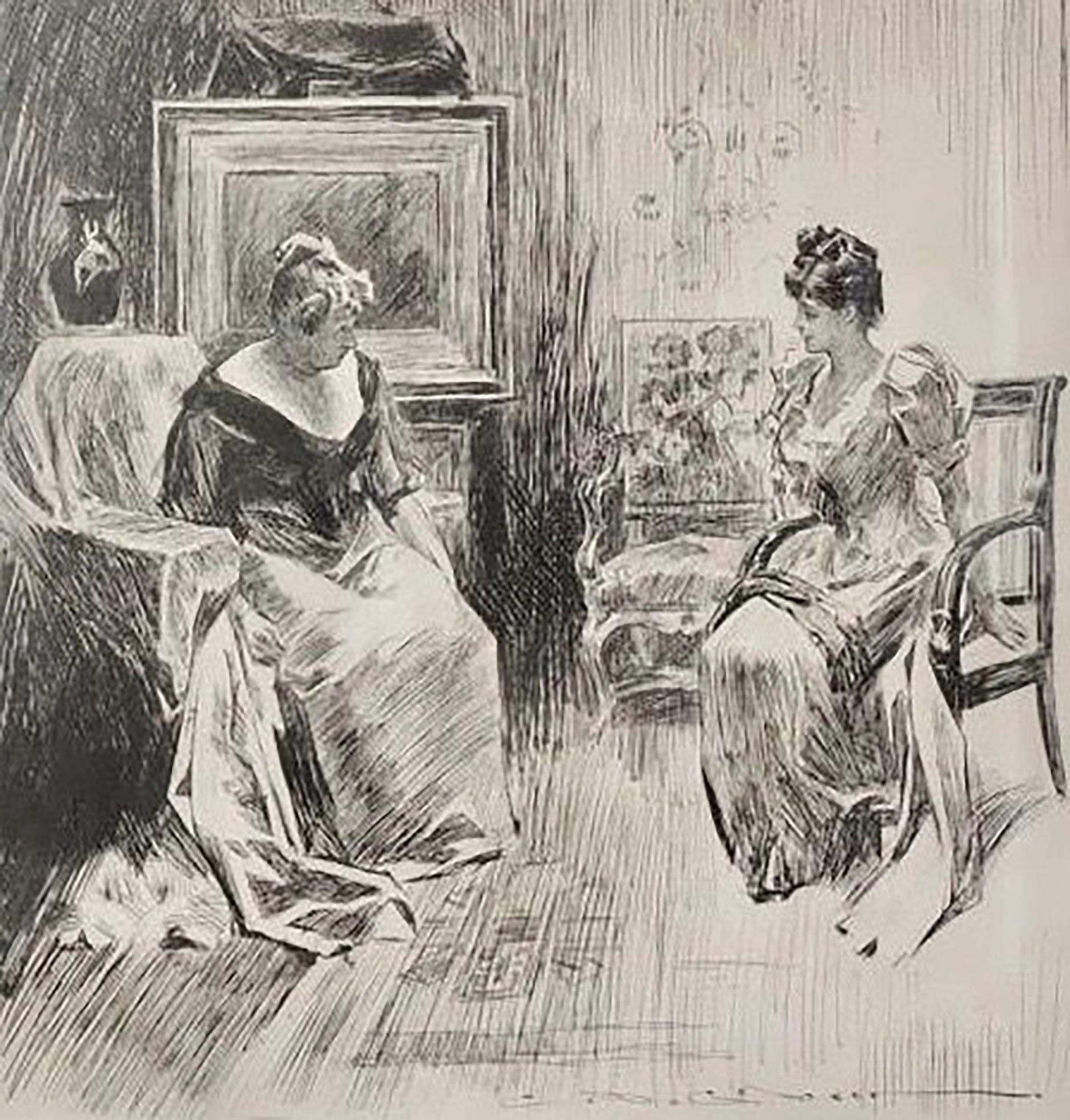 Figurative Art Charles Dana Gibson - Illustration d'intérieur du magazine Life « A Kind Suggestion »