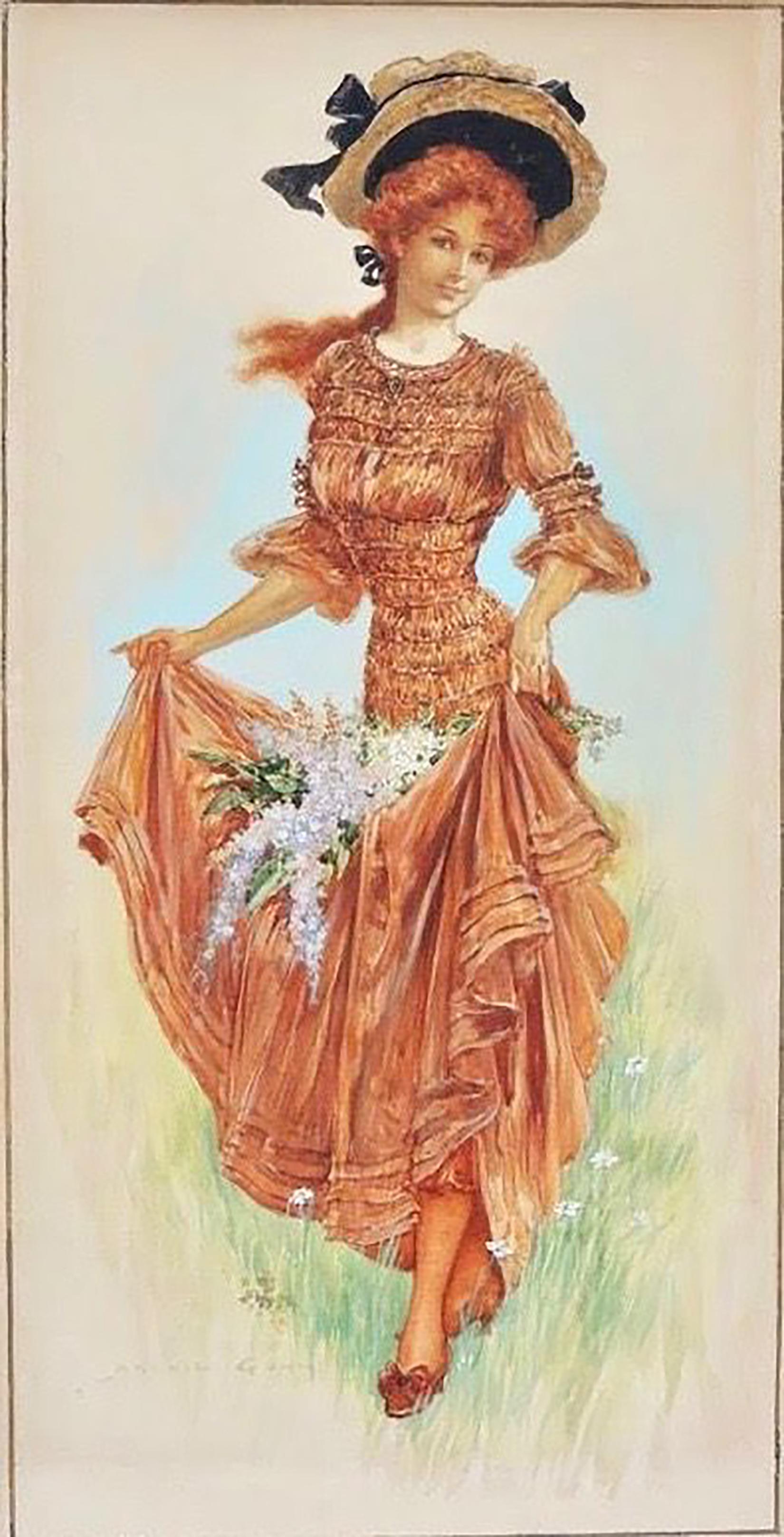 Archie Gunn Figurative Art – Girl Sammlerblumen